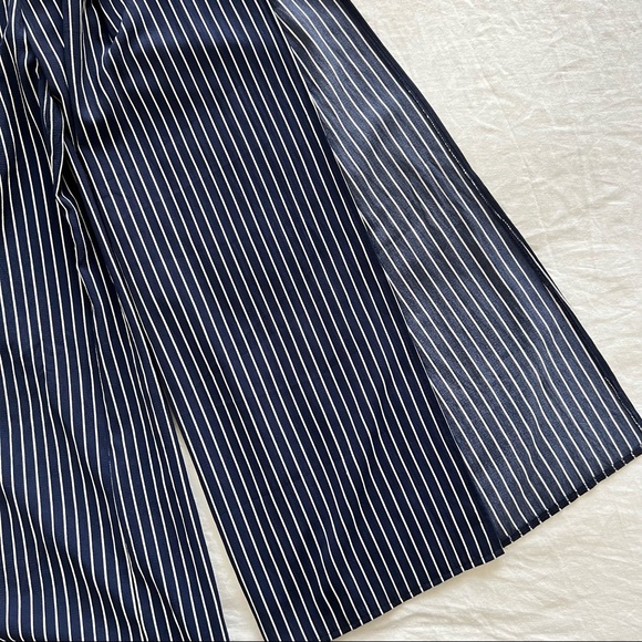 PARALLEL LINES Pin Stripe Plunge Front Short Sleeve Jumpsuit with Side Slits - Picture 7 of 10